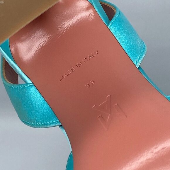 Amina Muaddi Begum Embellished Satin Slingback Pumps size 39 - Picture 14 of 14